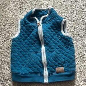 Carter's Blue Quilted Vest with Gray Trim